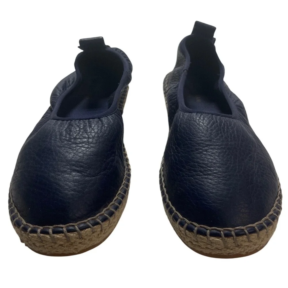 Cole Haan Pinch Weekender Navy Pebbled Leather Espadrille Flats W14365 Womens 7B